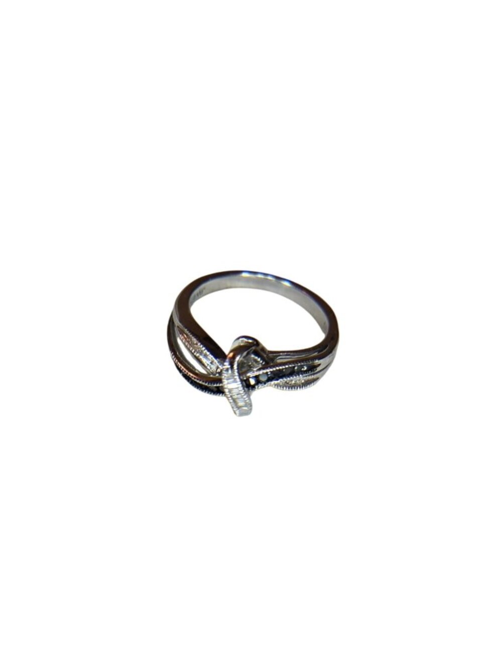 JWBR Sterling Silver .925 Lab Created White & Black Diamond Ring Size 6.75-7